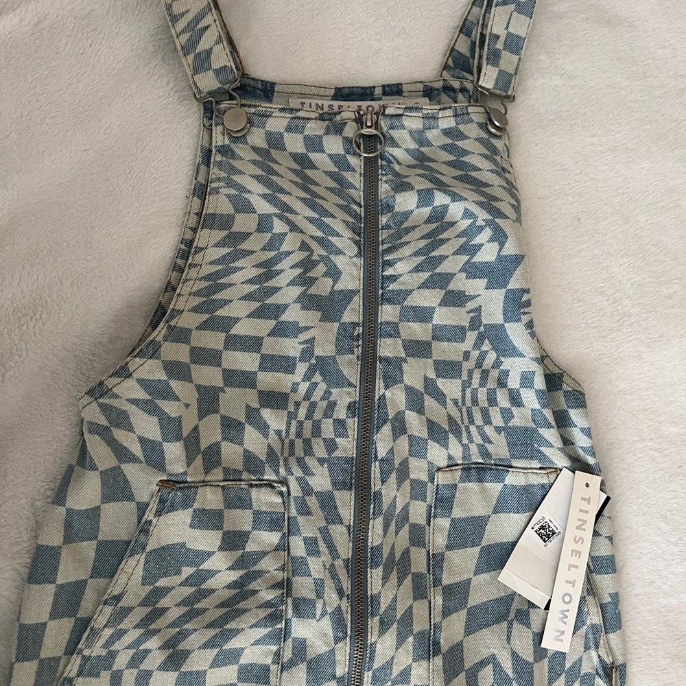 Tinseltown Denim Blue and Cream Overalls